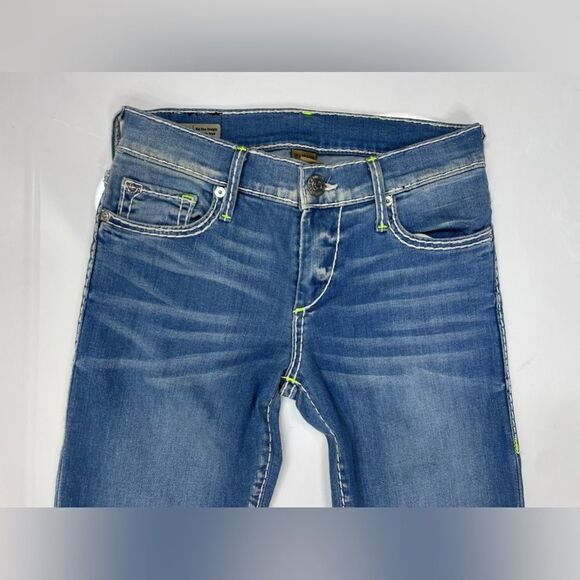 True Religion Cora Mid Rise Straight Denim Jeans Women Size 26 X 32 Neptune Blue - Picture 2 of 12